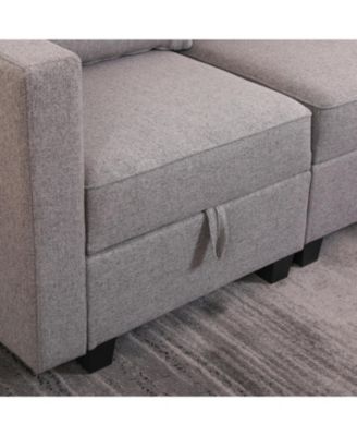 Dark Grey Small Sectional Sofa with Ottoman