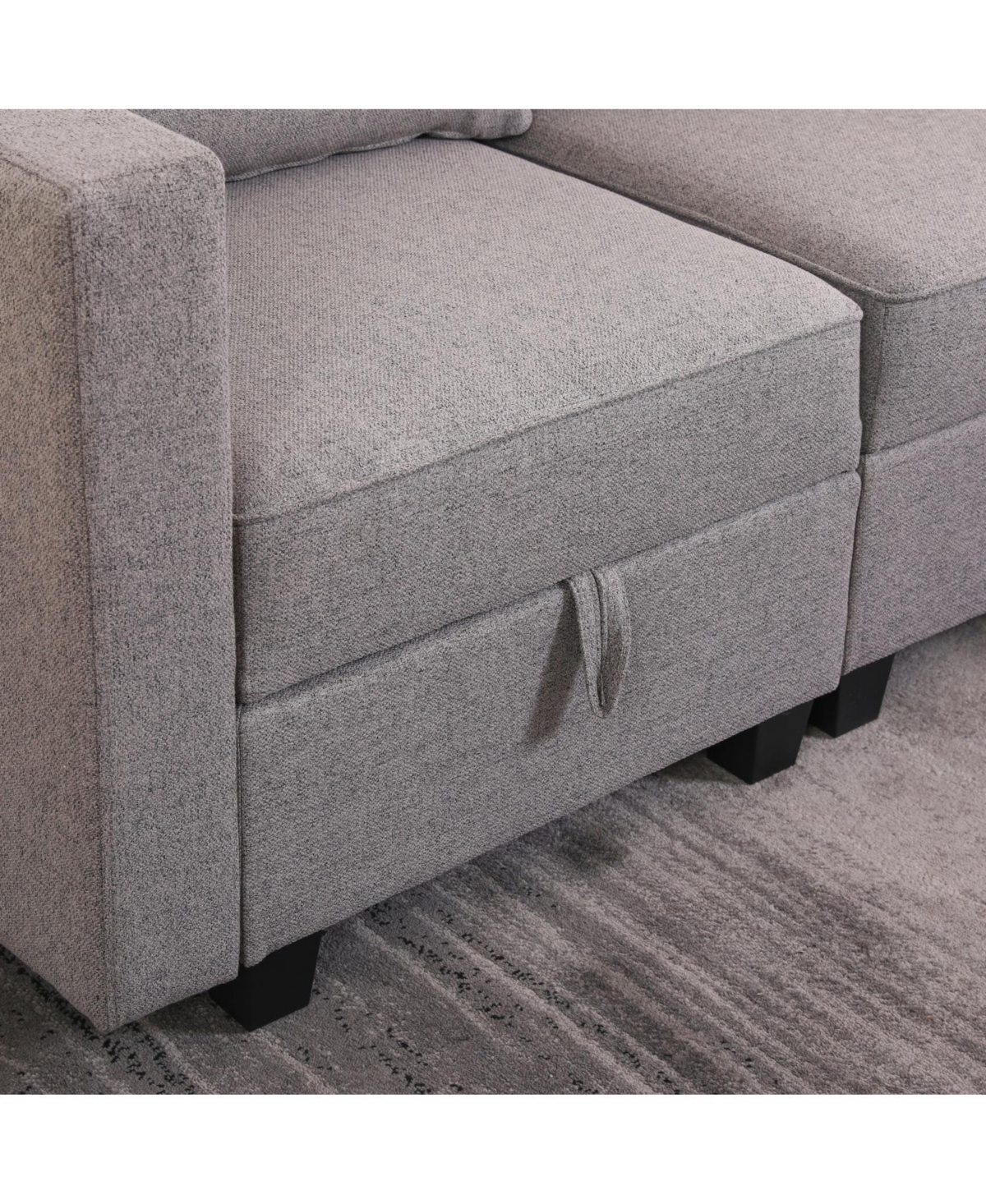 Streamdale Furniture Dark Grey Small Sectional Sofa with Ottoman