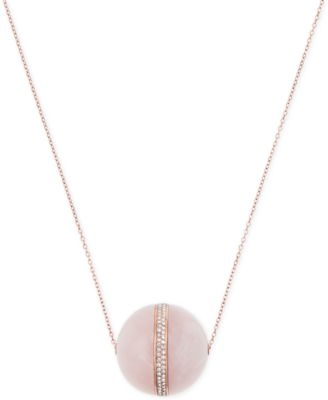 Michael Kors - Rose Gold-Tone Pink Stone and Pav&eacute; Pendant Necklace
