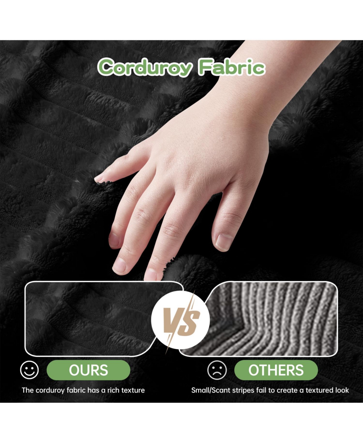 Streamdale Furniture Black Corduroy Slipcovered 2-Seat Sofa