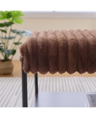 Upholstered Ottoman Coffee Table with Storage Shelf - Brown