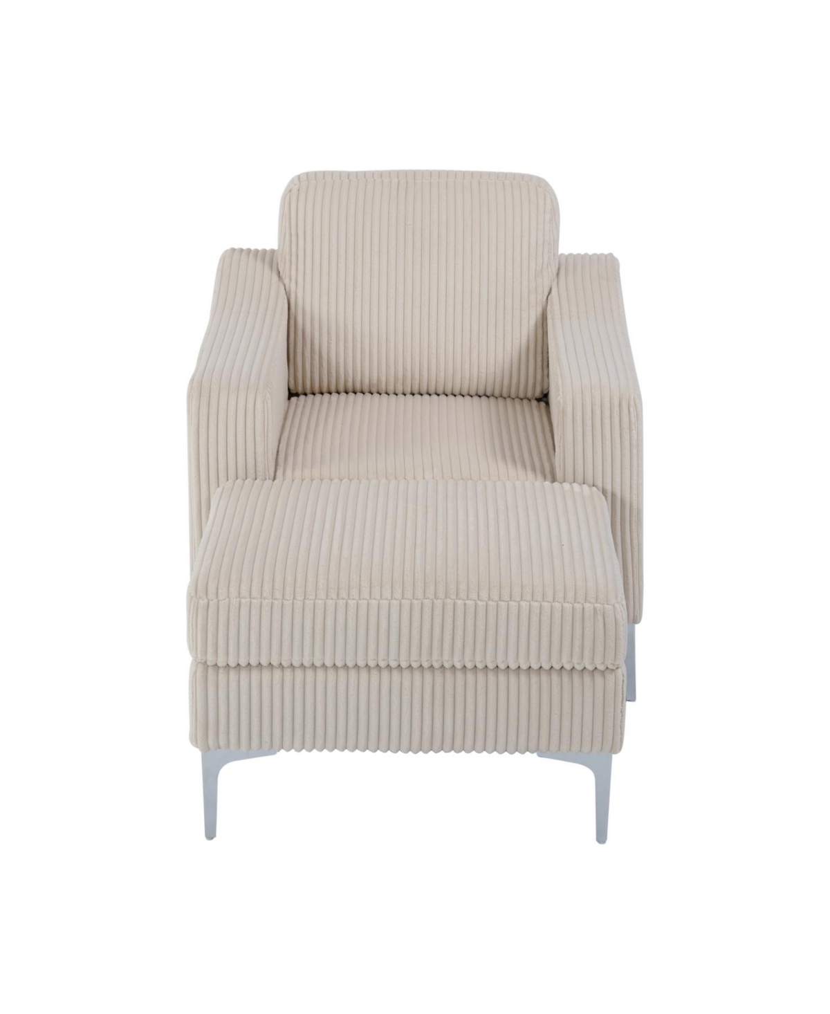 Streamdale Furniture Convertible Corduroy Sectional Sofa with Ottoman - Beige