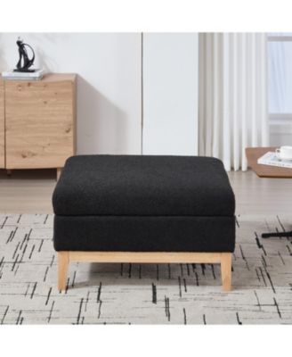 33.86" Square Storage Ottoman/Coffee Table - Black Boucle