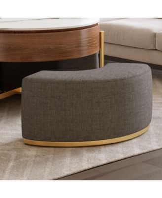 Lift-Top Coffee Table Walnut Veneer Ottomans