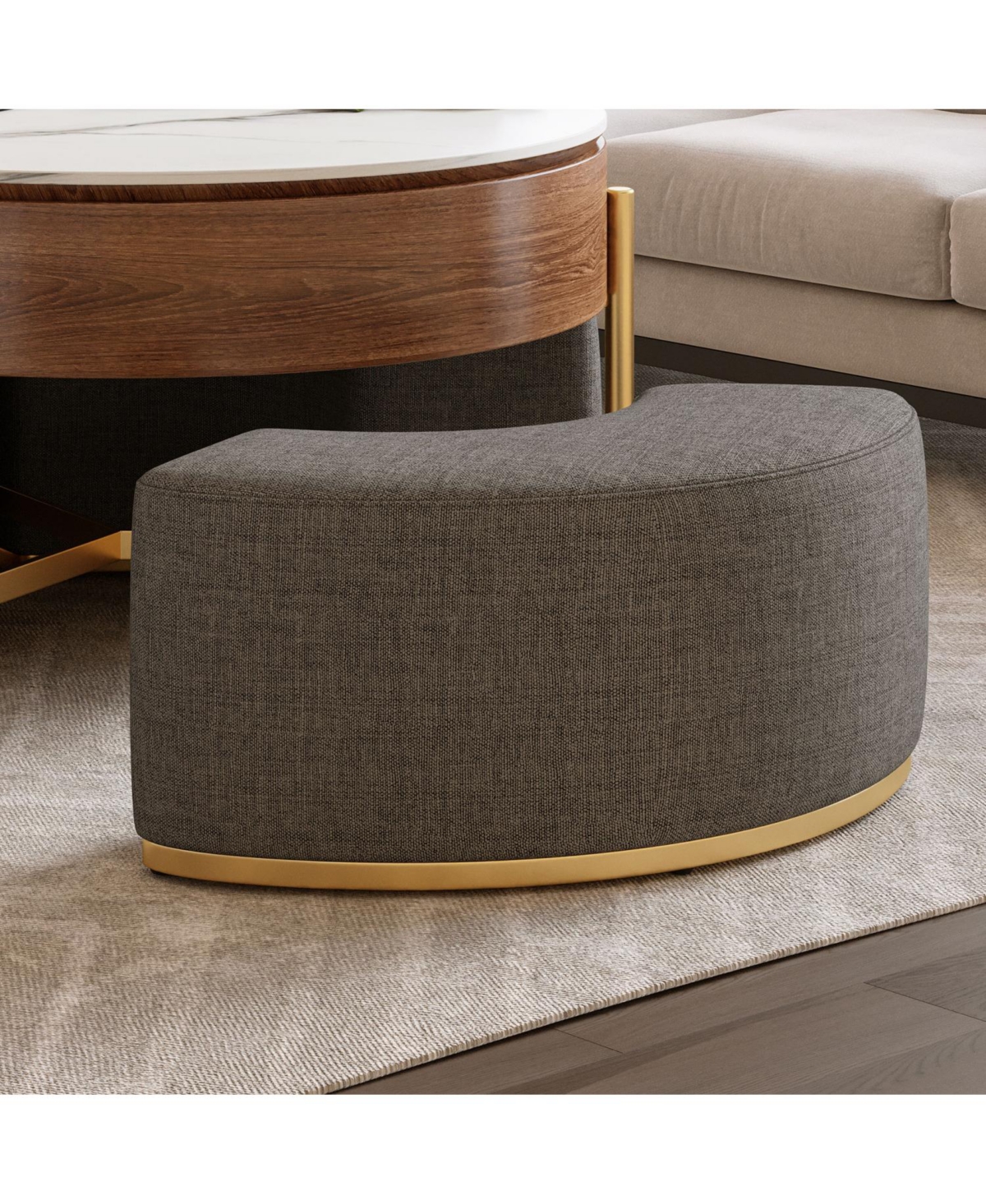 Streamdale Furniture Lift-Top Coffee Table Walnut Veneer Ottomans