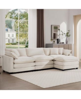 Corduroy Sectional Sofa with Ottoman