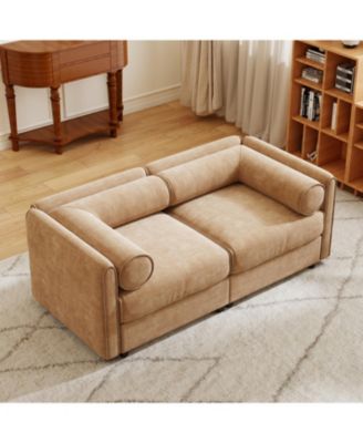Camel Chenille 2-Seater Sofa with Storage