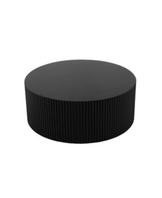 Sleek and Modern Round Coffee Table with Eye-Catching Relief Design Black