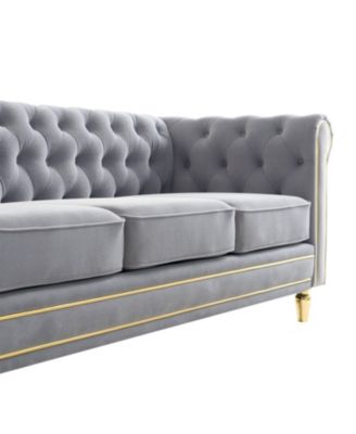 Chesterfield Velvet Sofa 84.65 inch for Living Room