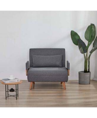 Streamdale Foldable Linen Sofa Bed - Single, Adjustable Back, Space-Saving Sleeper