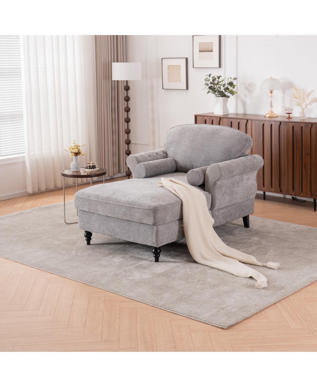 Streamdale Furniture Oversized Chenille Chaise Lounge Sofa Bed