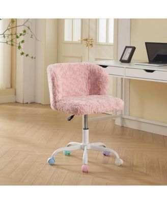  Pink Faux Rabbit Fur Office Chair