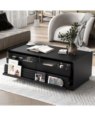 Modern Rectangle Coffee Table with Drawers & Shelves