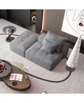 Modern Chenille Sectional Sofa with Pillows