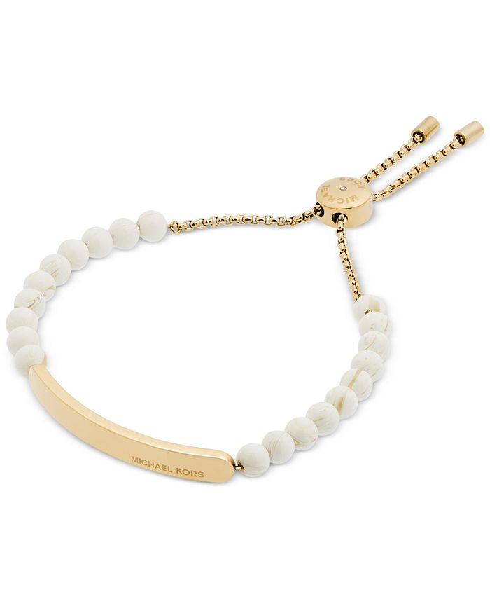 Michael Kors Gold-Tone Beaded Stone Slider Bracelet & Reviews - Fashion ...