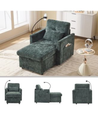 Multifunctional Chenille Recliner Sofa with Storage & Phone Bracket