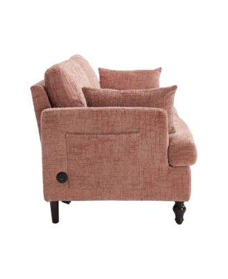 Streamdale Modern Chenille 2-Seater Sofa w/ LED, USB & Storage