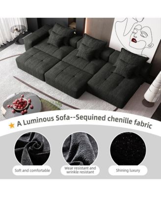 Streamdale Modern Oversized Chenille Sectional Sofa with 6 Pillows