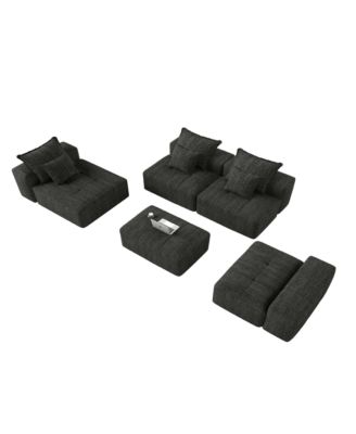 Streamdale Modern Oversized Chenille Sectional Sofa with 6 Pillows