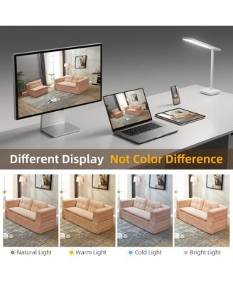 Corduroy Sectional Sofa Bed with Chaise & Blanket