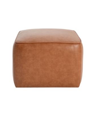 Streamdale Upholstered Square PU Leather Ottoman, Tan