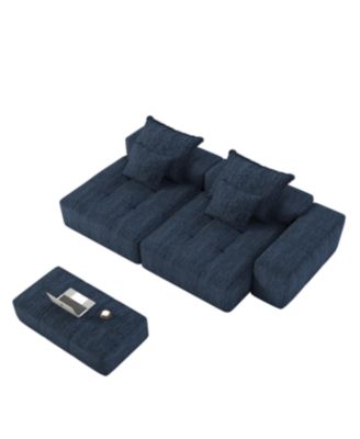 Modern Oversized Chenille Sectional Sofa with Chaise & Pillows