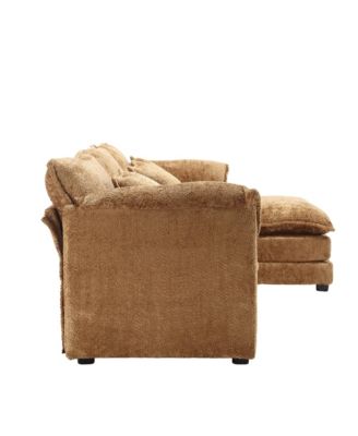 Oversized Sectional Cloud Couch, Modern Chenille L Shape, Ottoman & Memory Foam