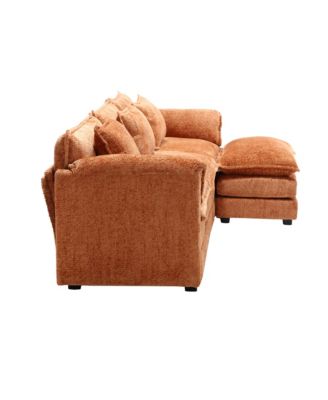 Oversized Sectional Cloud Couch, Modern Chenille L Shape, Ottoman & Memory Foam