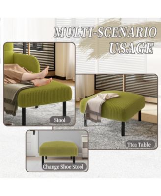 Corduroy Ottoman Footstool with Legs