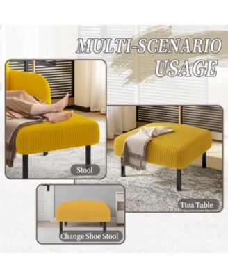 Corduroy Ottoman Footstool with Legs