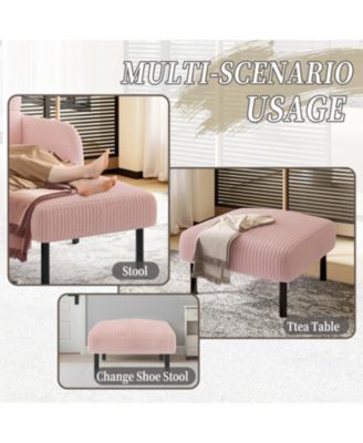 Corduroy Ottoman Footstool with Legs