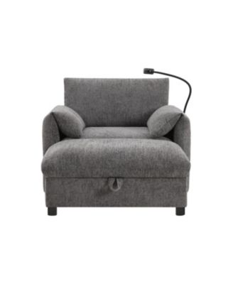 Sofa w/ Storage Ottoman, USB, Phone Holder, Pockets, Wide Chaise, Chenille