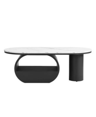 Modern Oval Coffee Table w/ Storage Drawer