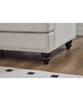 83" Modern Beige Sofa with Nailhead Trim