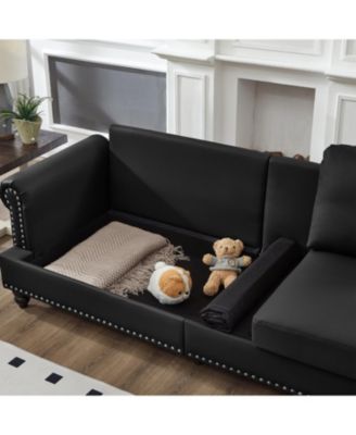 Modern Classic Black Leather 2+3 Seater Sofa Set