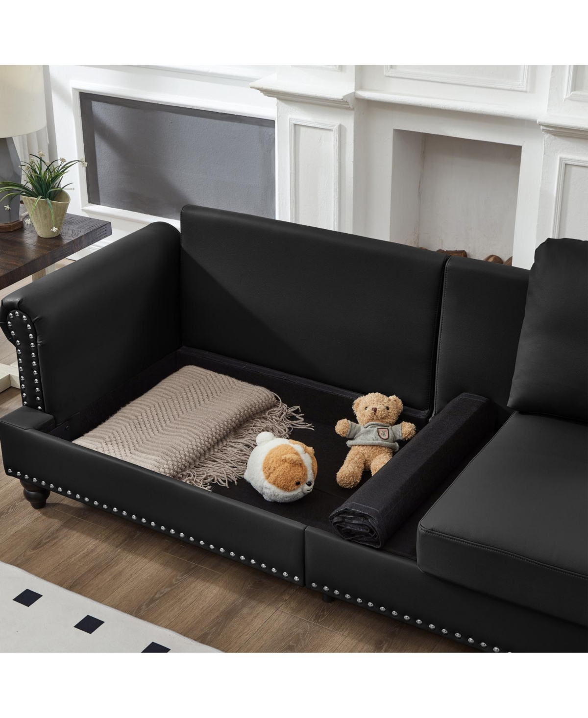 Streamdale Furniture Modern Classic Black Leather 2+3 Seater Sofa Set