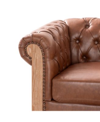 Comfy Large Sectional Sofa with Wooden Legs, Retro Style for Living Room