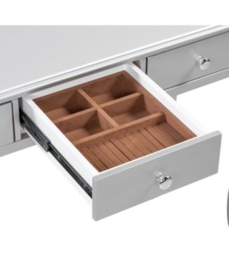 Streamdale Luxury Vanity Desk with Mirror & 3 Drawers - Silver