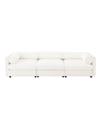 Chenille Sofa with Storage, Cylindrical Back & Arms