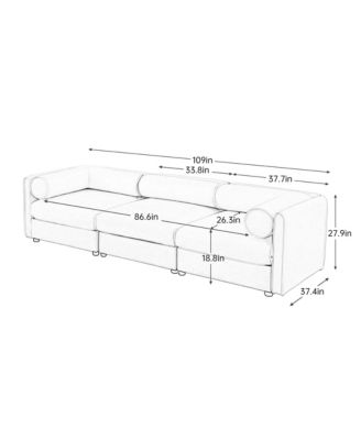 Chenille Sofa with Storage, Cylindrical Back & Arms