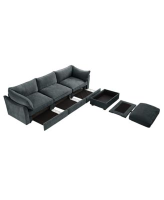 L-Shaped Sectional Sofa with Ottoman