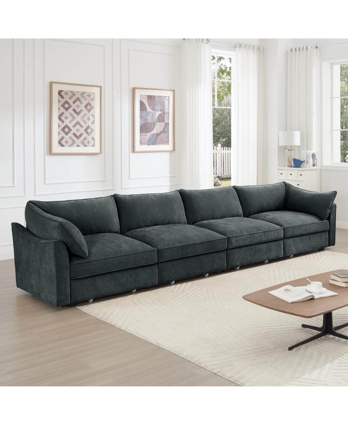 Streamdale Furniture Super Large Wide Deep 4-Seater Sofa w/ Storage - Chenille Gary