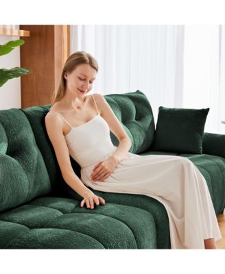 Chenille 3-Seater Sofa Set with Ottoman & Pillows