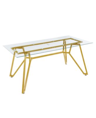 70.9" Rectangular Glass Dining Table - Gold Legs, Seats 1-8