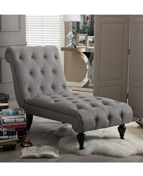 BLUSH & BRASS Layla Gray Chaise Lounge, Quick Ship Furniture Macy's