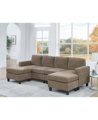 Savannah Modular Corduroy Sectional Sofa with Ottoman
