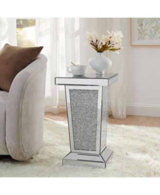 Mirrored Crystal End Table - Modern Accent Side Table