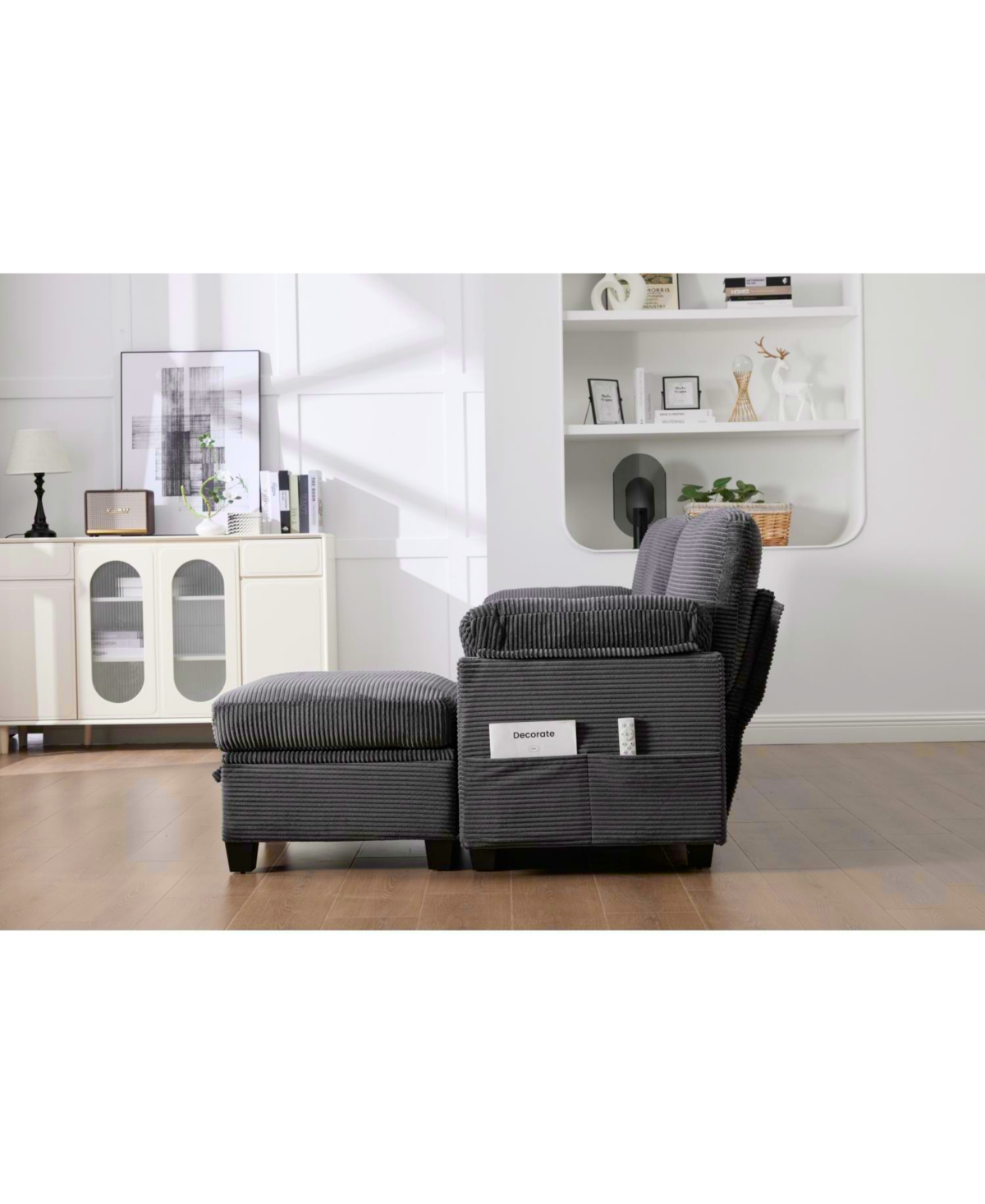 Streamdale Furniture L-Shape Corduroy Sofa- 4-Seater, Usb, Storage