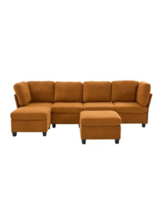 Modular Sectional Sofa- Convertible 6-Seat Couch with Chaise & Ottoman