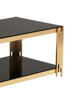 47" Gold Glass Double-Layer Coffee Table